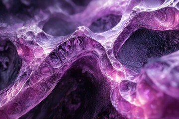 Poster - Abstract close-up of a purple, organic, and textured substance resembling a cave or alien landscape.