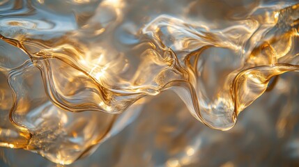 Poster - Abstract golden waves of light with flowing fluid texture concept