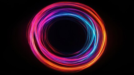 Poster - Colorful Light Trails in Circular Motion with Dark Background for Abstract Design and Creative Projects