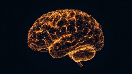 Poster - Abstract Digital Brain Illustration with Glowing Neural Connections and Electric Energy on Dark Background