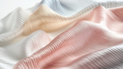Poster - soft pastel fabric waves creating elegant textured pattern concept
