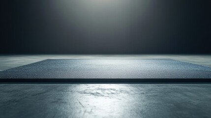 Poster - A dark empty stage with a textured platform surface