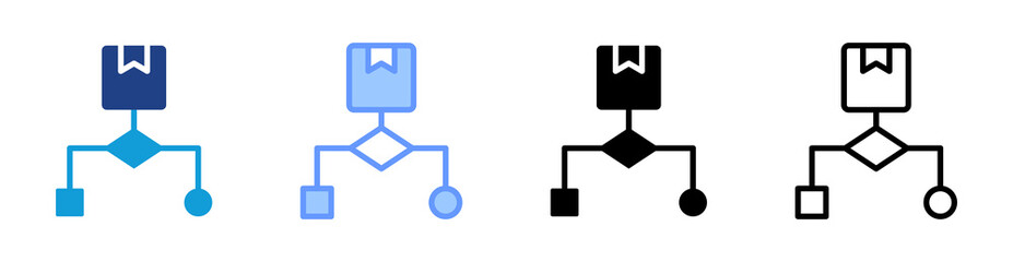 Fototapete - Algorithm icon set multiple style collection