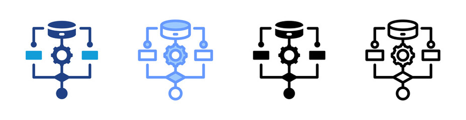 Fototapete - Algorithm icon set multiple style collection