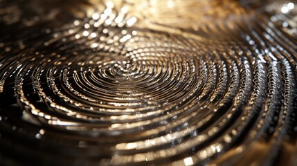 Poster - abstract rippled metallic surface with shimmering reflection in golden light
