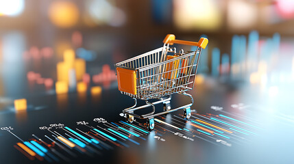 Poster - E-commerce shopping cart analysis digital marketplace infographic data visualization perspective business insights