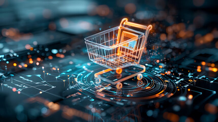 Poster - Innovative digital shopping experience virtual space 3d visualization technology futuristic e-commerce