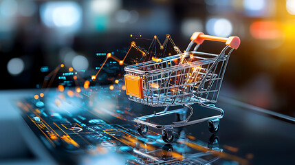 Poster - E-commerce growth analysis shopping cart visualizations digital landscape infographic insights online market trends