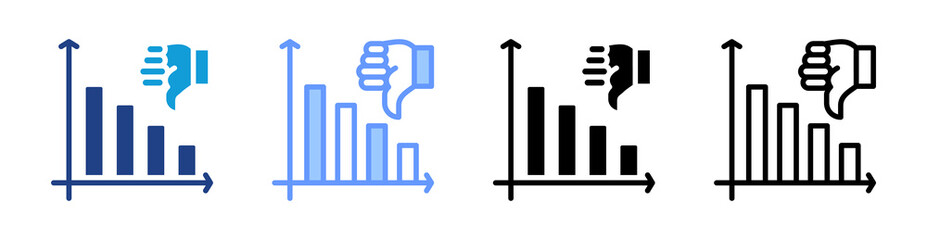 Poster - Decline icon set multiple style collection