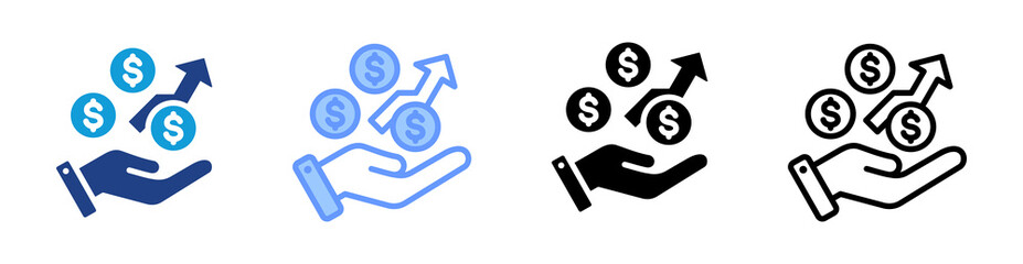 Poster - Profit icon set multiple style collection