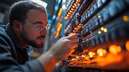 IT manager updating software solutions for a corporate network