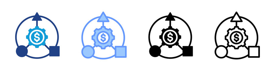 Fototapete - Business Model icon set multiple style collection