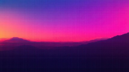 Poster - vibrant abstract sunset over mountains with pixel art style landscape concept