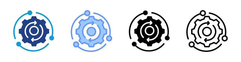 Fototapete - Process icon set multiple style collection