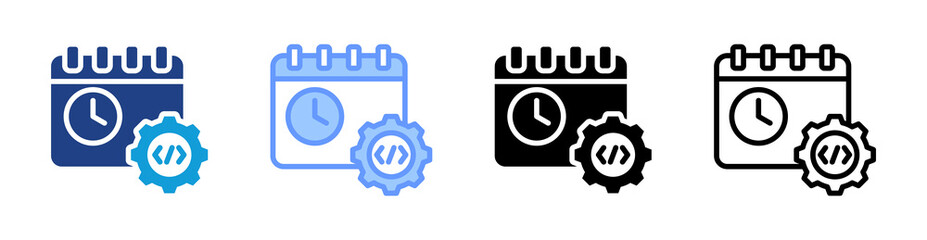 Poster - Planning icon set multiple style collection