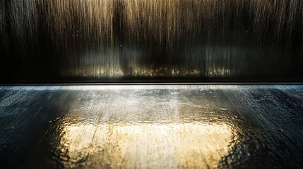 Poster - abstract gold and black textured metallic surface with reflections