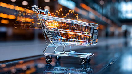 Poster - E-commerce growth insights digital marketplace data visualization urban setting close-up view business analysis