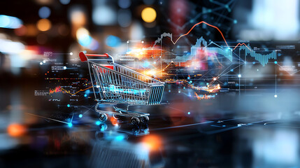 Poster - E-commerce trends shaping retail strategies global market digital insights data visualization urban environment innovation
