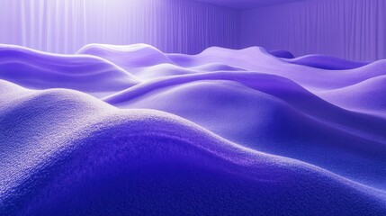 Poster - abstract art of undulating purple waves in a minimalist room setting