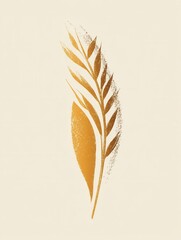 Aufkleber - Minimalist bread logo featuring abstract loaf silhouette and wheat texture in warm beige and gold colors