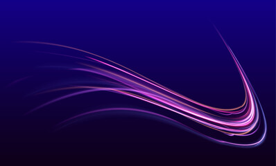 Fototapete - High speed effect motion blur night lights blue and red. Abstract glowing lines in motion, suitable for contemporary artwork. Vibrant neon waves on dark backdrop.	