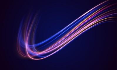 Fototapete - Magic moving fast speed police lines. Laser beams luminous abstract sparkling isolated on a transparent background. Abstract neon color glowing lines background.	