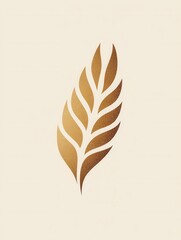Aufkleber - Minimalist abstract loaf logo featuring warm beige and gold colors with a subtle wheat texture