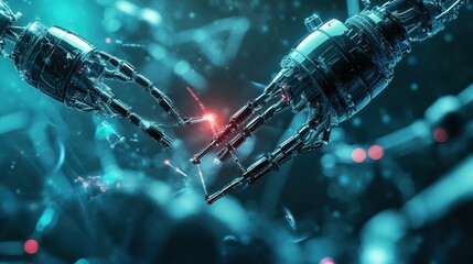 Poster - Advanced nanobots working on microscopic manufacturing processes.