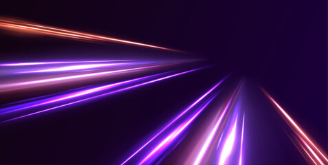 Aufkleber - Speed connection vector background. Dynamic and Vibrant Abstract Art with Smooth Lines in Pink, Purple, and Blue on a Dark Background.	