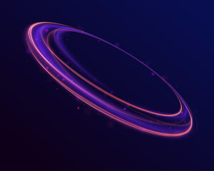 Aufkleber - Vector swirl trail effect. Neon ellipse in the form of speed. Glowing spiral. Abstract vector fire circles, sparkling swirls and energy light spiral frames.	