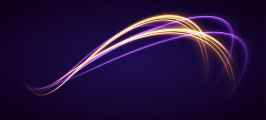 Poster - Image with the effect of high-speed movement on the road. Abstract fire flare trace lens flares. Expressway in long delay, with car lights at night on autobahn.	