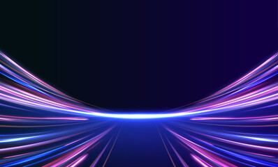 Fototapete - Dynamic motion and glowing light trails represent the future of data transmission technologies. These visuals showcase the growing potential of 5G networks and the power of high-speed wireless.