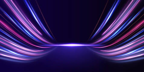 Poster - Purple glowing waves and speed lines evoke a sense of innovation in modern communication systems. These elements represent the future of high-speed internet and the growth of 6G wireless technology.