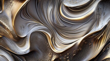 Poster - elegant gold and silver abstract background with metallic fluid patterns