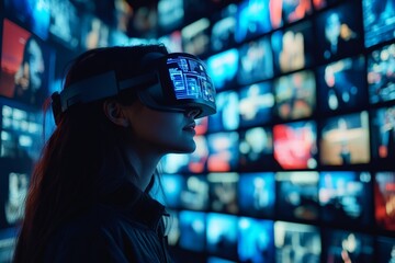 Poster - Immersive virtual reality experience in a high-tech environment at night