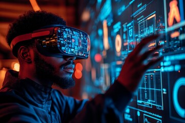 Poster - Exploring virtual realities with advanced technology in an interactive digital environment at night