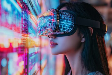 Poster - Engaging with virtual reality technology in a modern digital environment during evening hours