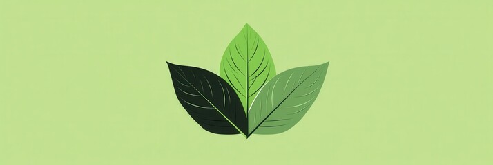 Aufkleber - Clean and geometric basil leaf logo design with fresh green tones for modern herbal branding