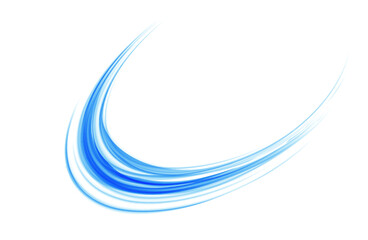 Fototapete - Blue wave curved lines for presentations, illustration of articles and publications on technological trends. Vector PNG white abstract background with ultraviolet neon glow, blurred light lines, waves