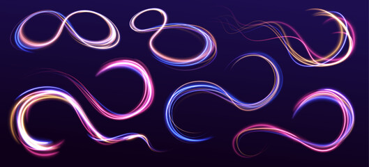 Fototapete - Speed lines and glowing rays for 5G wireless transmission in an abstract, high-tech design. Luminous trails highlight fast internet speed and modern data transfer technology.
