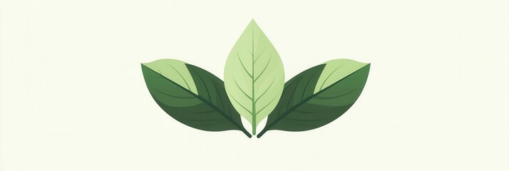 Poster - Minimalist basil leaf logo design featuring geometric shapes and clean line art in fresh green tones for herbal branding and identity