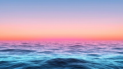 Wall Mural - Warm hues fill the sky as the sun sets, creating a stunning gradient of colors above the tranquil sea. Waves gently ripple in the fading light, providing a peaceful atmosphere
