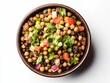 © Oleksandr - Chola Chana Chaat: Indian Street Appetizer with Black Chickpeas in a Bowl on White Background