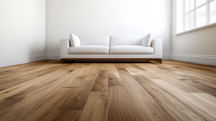 Poster - minimalistic room with single sofa and natural light creates serene atmosphere