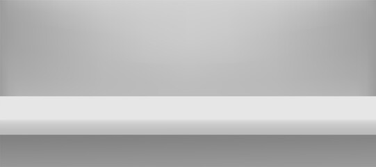 Simple white podium, empty studio room, presentation template vector background