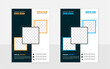 © Kawser - A4 size corporate businesses Flyer design Template with rectangular type Green Orange and blue shape
