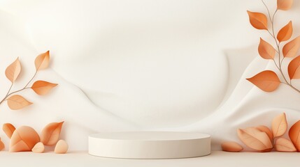 Wall Mural - a white pedestal with a leafy background