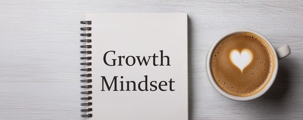 Wall Mural - growth mindset habits concept. notebook with 