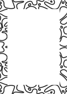 Abstract border of black and white curved lines. Border with abstract motif