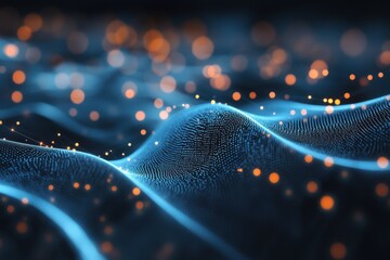 Poster - Blurred background of lines and dots connected, illustrating the advanced technology behind data centers